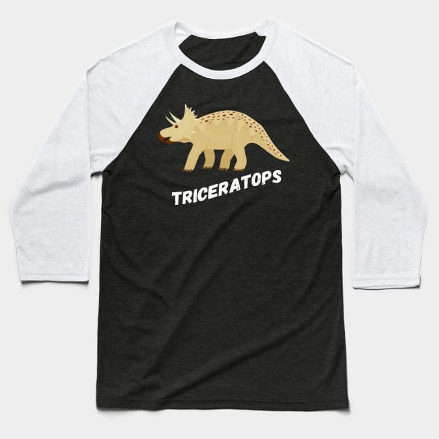 Cute Triceratops Dinosaur Design Baseball T-Shirt by Terra Fossil Merch